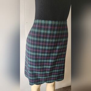 Talbots Plaid Midi Skirt - Green and Pink Size 12